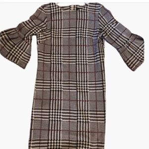 🛍LONG Sleeve Plaid violet B Dress ,Size: Small Super cute